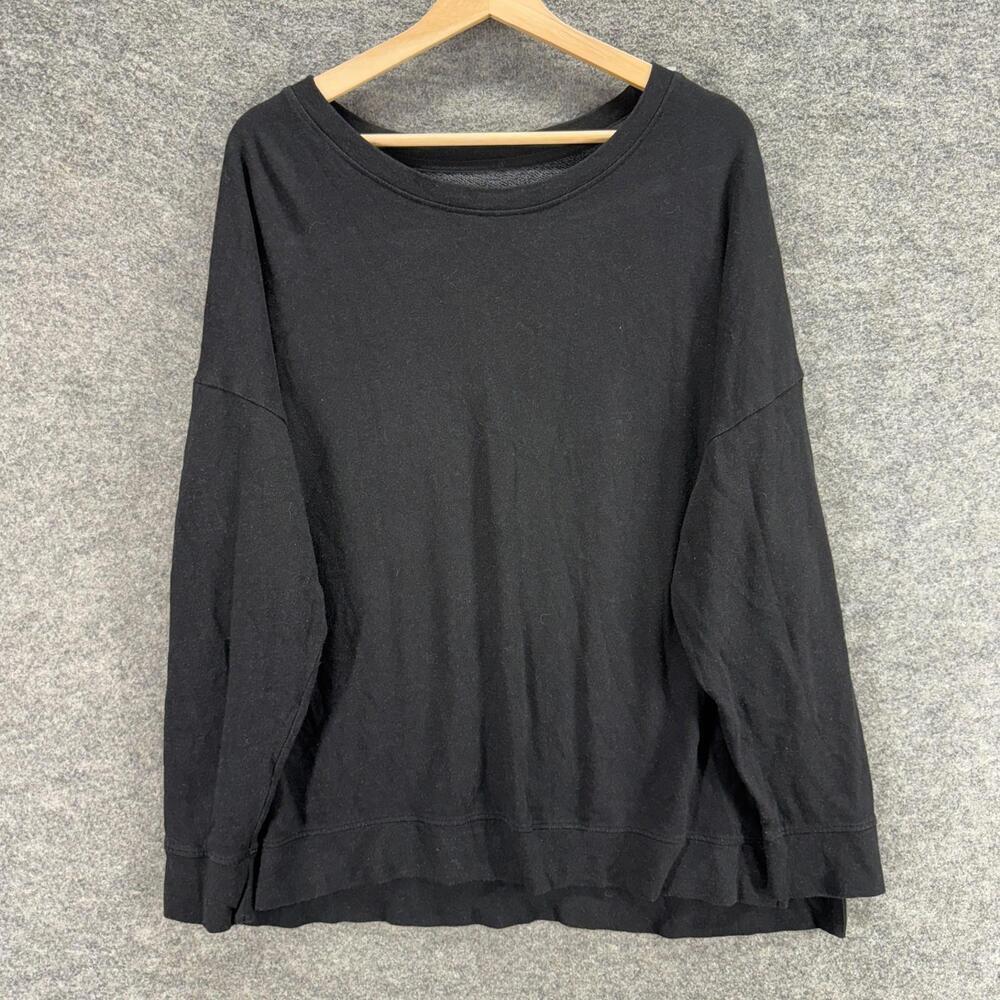 Terra & Sky Sweatshirt Women 1X Plus Black Long Sleeve Pullover Cotton Casual